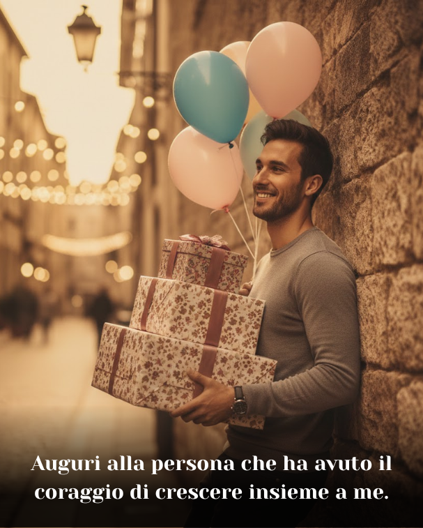 Auguri alla persona che ha avuto il coraggio di crescere insieme a me.