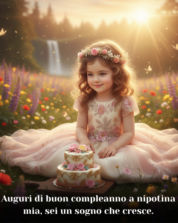 Auguri di buon compleanno a nipotina mia, sei un sogno che cresce.
