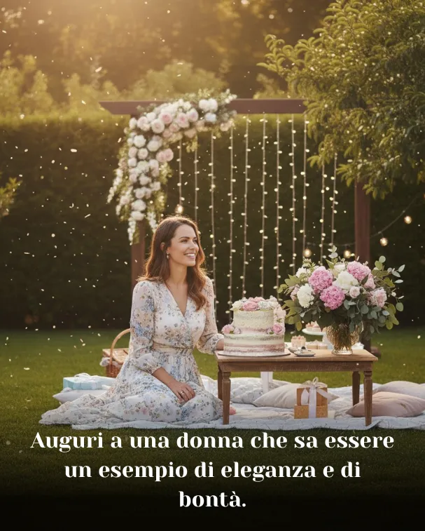 Auguri a una donna che sa essere un esempio di eleganza e di bontà