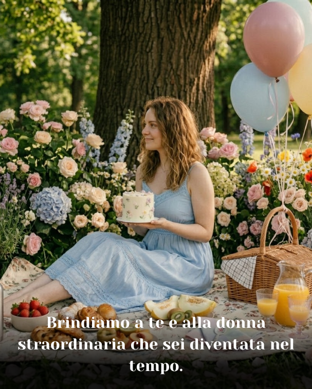 Brindiamo a te e alla donna straordinaria che sei diventata nel tempo