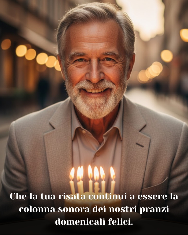 Che la tua risata continui a essere la colonna sonora dei nostri pranzi domenicali felici