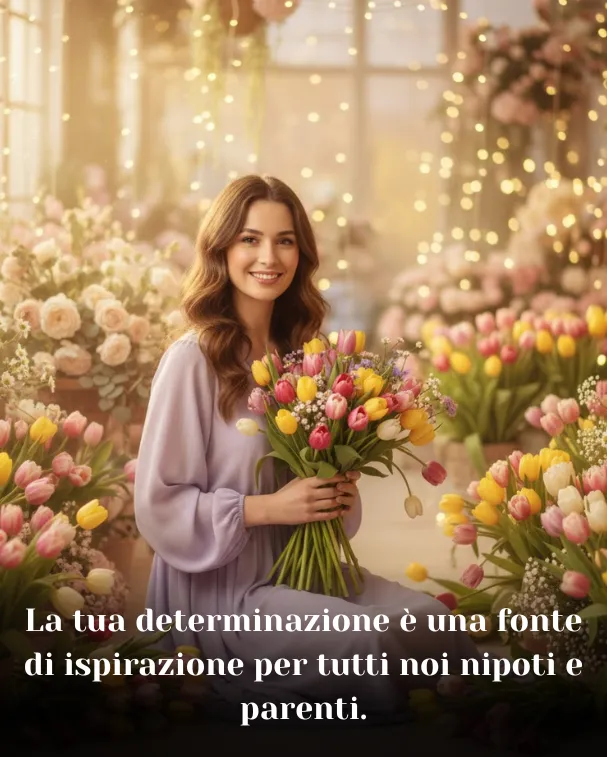 La tua determinazione è una fonte di ispirazione per tutti noi nipoti e parenti