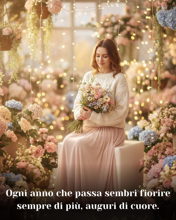 Ogni anno che passa sembri fiorire sempre di più, auguri di cuore