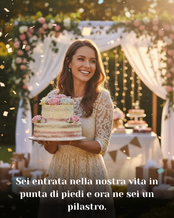 Sei entrata nella nostra vita in punta di piedi e ora ne sei un pilastro