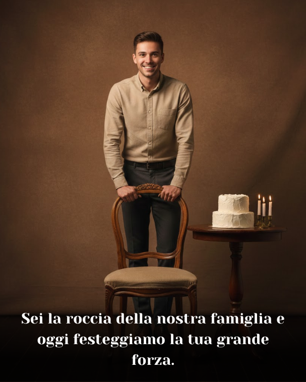 Sei la roccia della nostra famiglia e oggi festeggiamo la tua grande forza