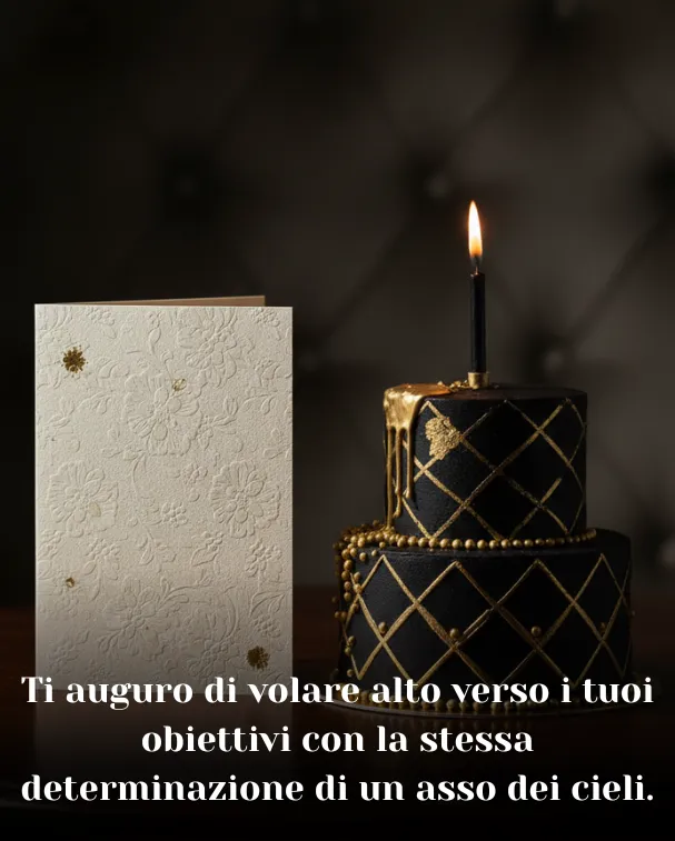 Ti auguro di volare alto verso i tuoi obiettivi con la stessa determinazione di un asso dei cieli.
