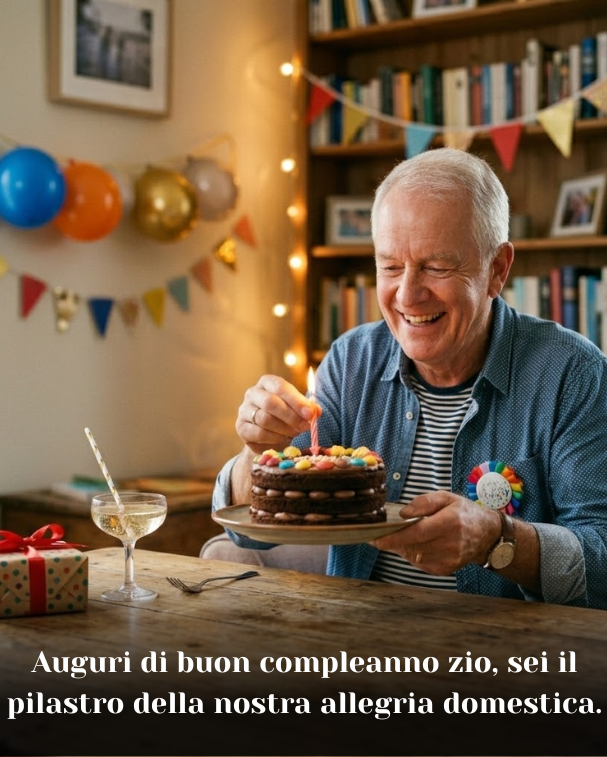 Auguri di buon compleanno zio, sei il pilastro della nostra allegria domestica