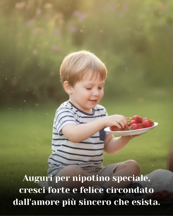 Auguri per nipotino speciale, cresci forte e felice circondato dall'amore più sincero che esista