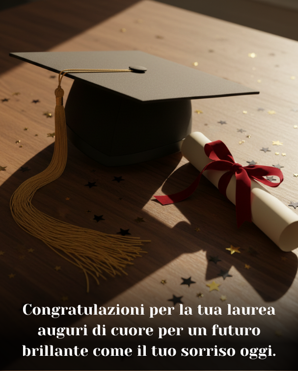 Congratulazioni per la tua laurea auguri di cuore per un futuro brillante come il tuo sorriso oggi