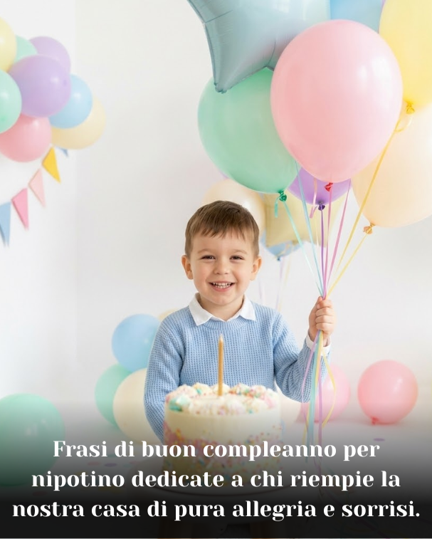 Frasi di buon compleanno per nipotino dedicate a chi riempie la nostra casa di pura allegria e sorrisi.