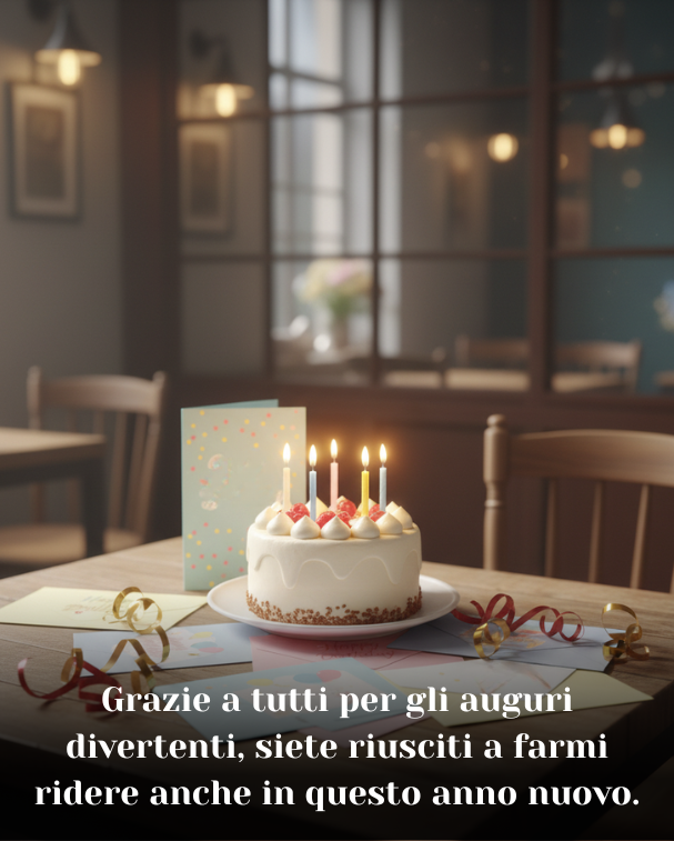 Grazie a tutti per gli auguri divertenti, siete riusciti a farmi ridere anche in questo anno nuovo