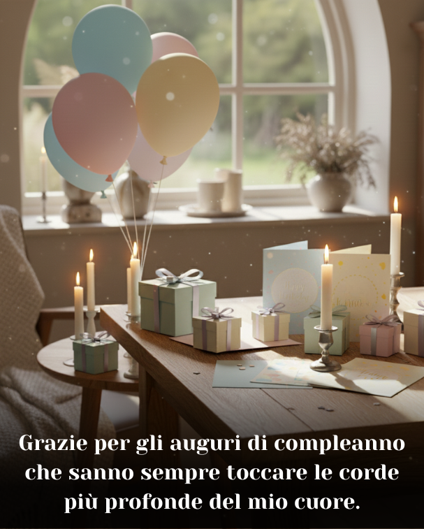 Grazie per gli auguri di compleanno che sanno sempre toccare le corde più profonde del mio cuore