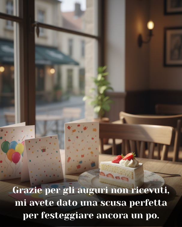 Grazie per gli auguri non ricevuti, mi avete dato una scusa perfetta per festeggiare ancora un po