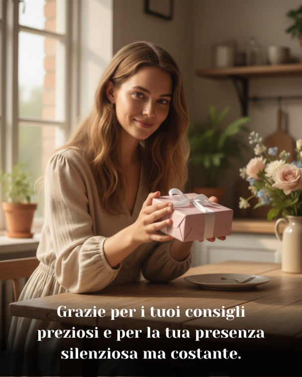 Grazie per i tuoi consigli preziosi e per la tua presenza silenziosa ma costante