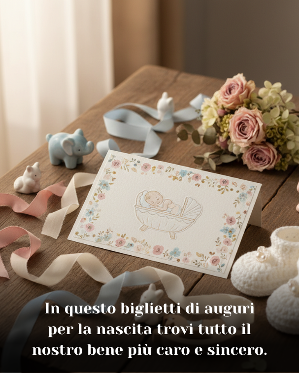 In questo biglietti di auguri per la nascita trovi tutto il nostro bene più caro e sincero