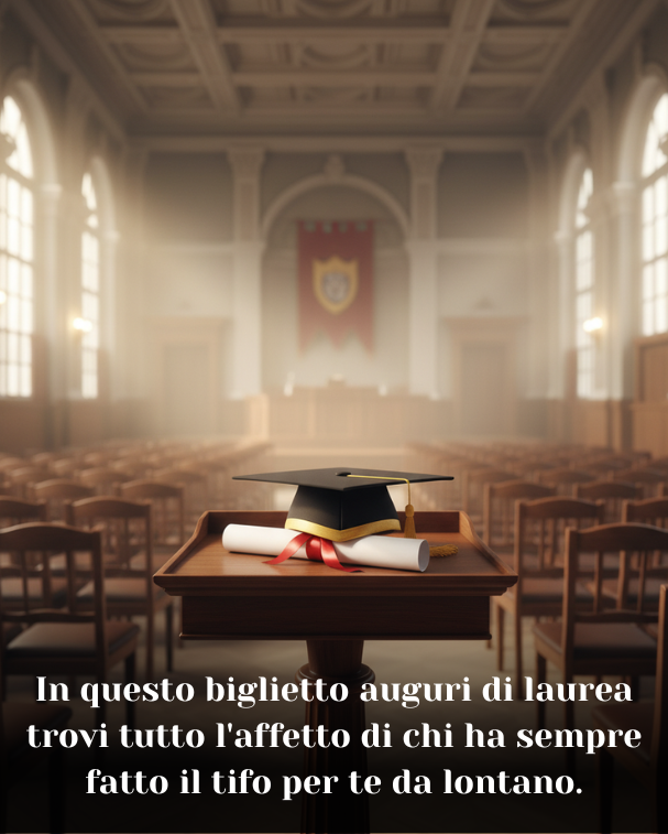 In questo biglietto auguri di laurea trovi tutto l'affetto di chi ha sempre fatto il tifo per te da lontano