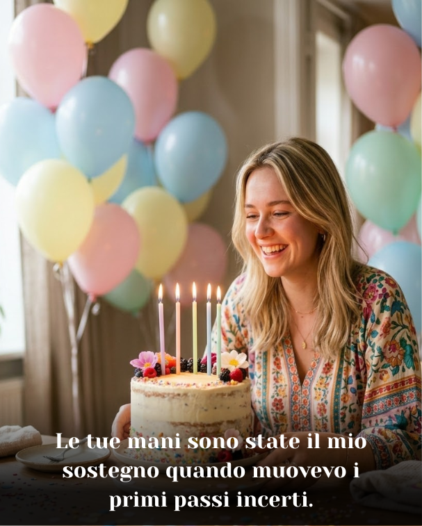 Le tue mani sono state il mio sostegno quando muovevo i primi passi incerti