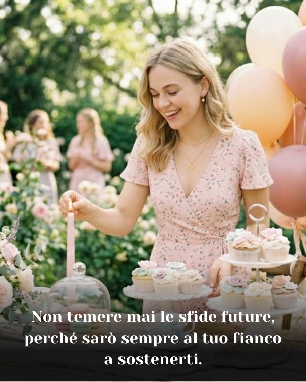 Non temere mai le sfide future, perché sarò sempre al tuo fianco a sostenerti