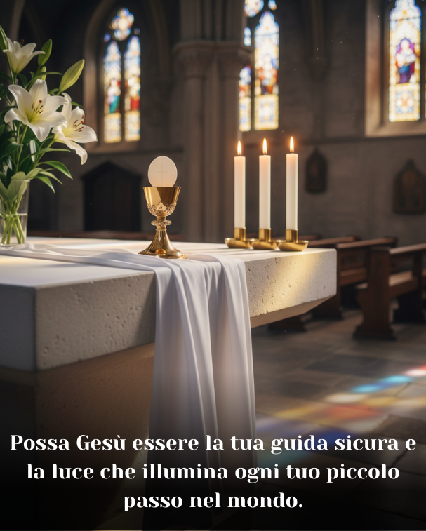 Possa Gesù essere la tua guida sicura e la luce che illumina ogni tuo piccolo passo nel mondo