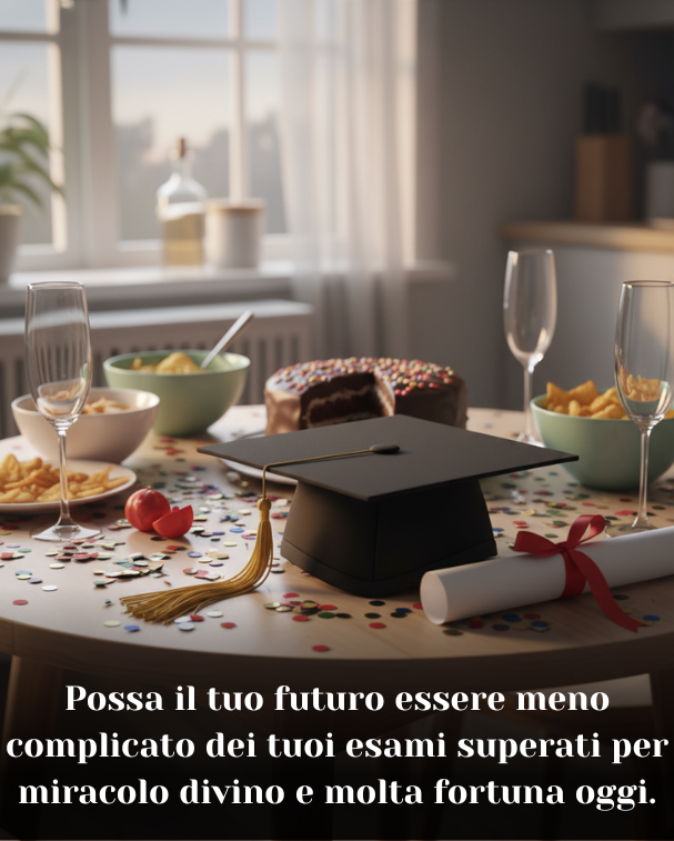 Possa il tuo futuro essere meno complicato dei tuoi esami superati per miracolo divino e molta fortuna oggi