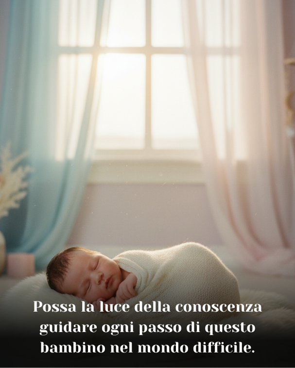 Possa la luce della conoscenza guidare ogni passo di questo bambino nel mondo difficile