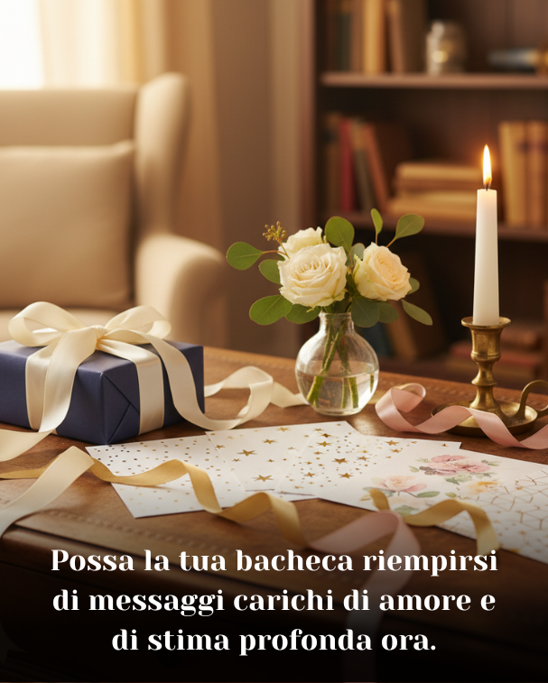 Possa la tua bacheca riempirsi di messaggi carichi di amore e di stima profonda ora