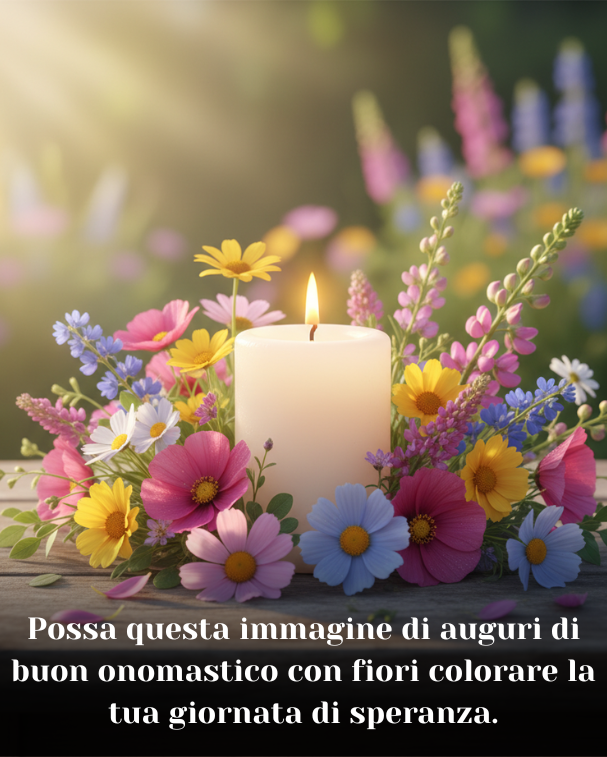 Possa questa immagine di auguri di buon onomastico con fiori colorare la tua giornata di speranza