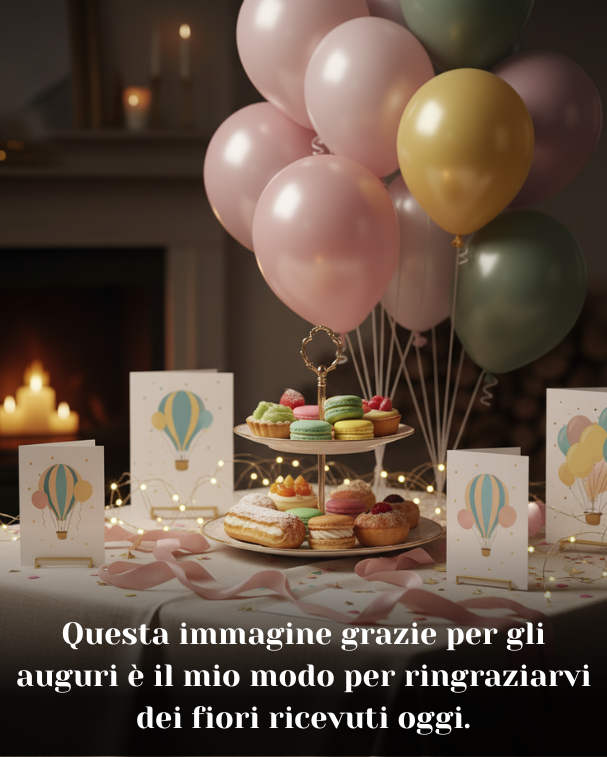 Questa immagine grazie per gli auguri è il mio modo per ringraziarvi dei fiori ricevuti oggi