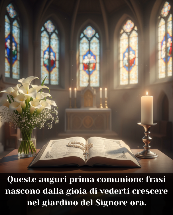 Queste auguri prima comunione frasi nascono dalla gioia di vederti crescere nel giardino del Signore ora