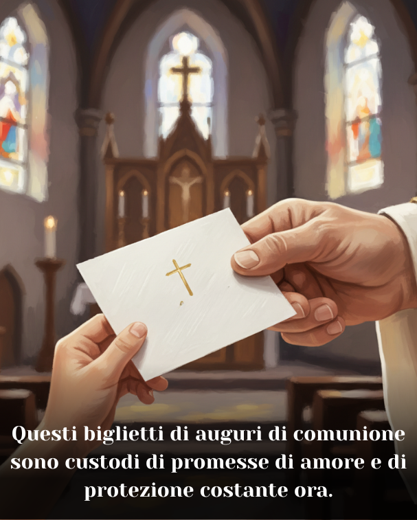 Questi biglietti di auguri di comunione sono custodi di promesse di amore e di protezione costante ora