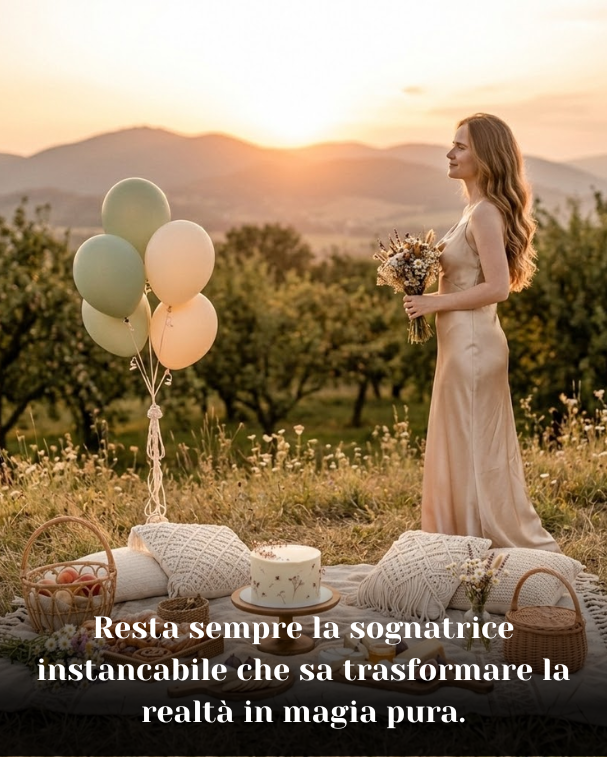 Resta sempre la sognatrice instancabile che sa trasformare la realtà in magia pura