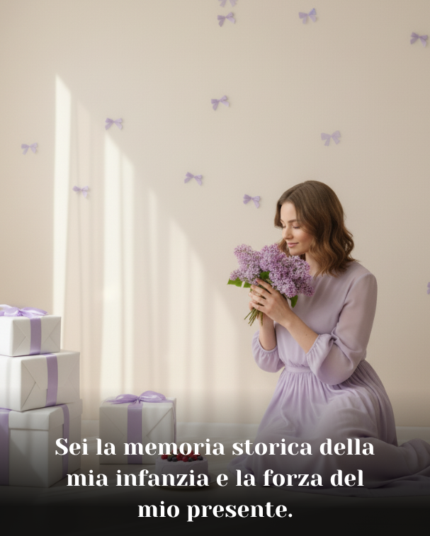 Sei la memoria storica della mia infanzia e la forza del mio presente
