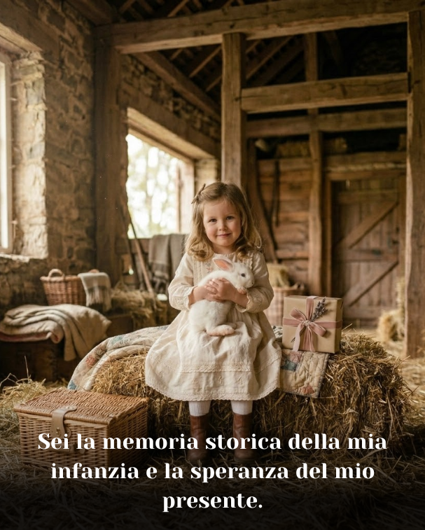 Sei la memoria storica della mia infanzia e la speranza del mio presente