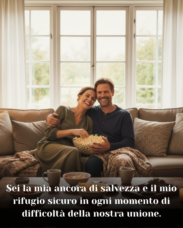 Sei la mia ancora di salvezza e il mio rifugio sicuro in ogni momento di difficoltà della nostra unione