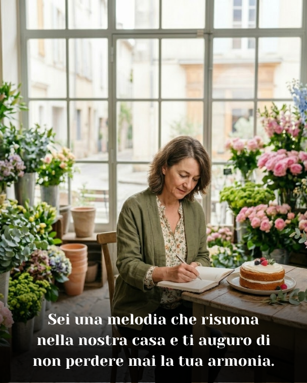 Sei una melodia che risuona nella nostra casa e ti auguro di non perdere mai la tua armonia