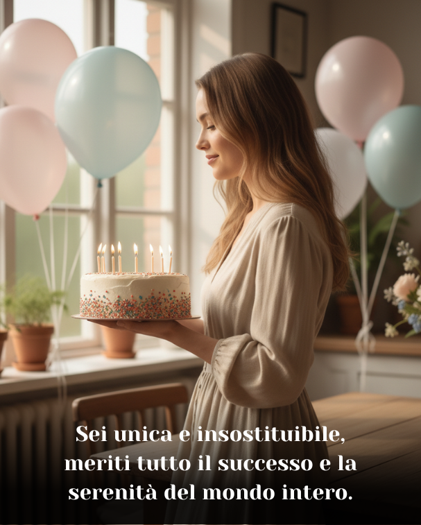 Sei unica e insostituibile, meriti tutto il successo e la serenità del mondo intero