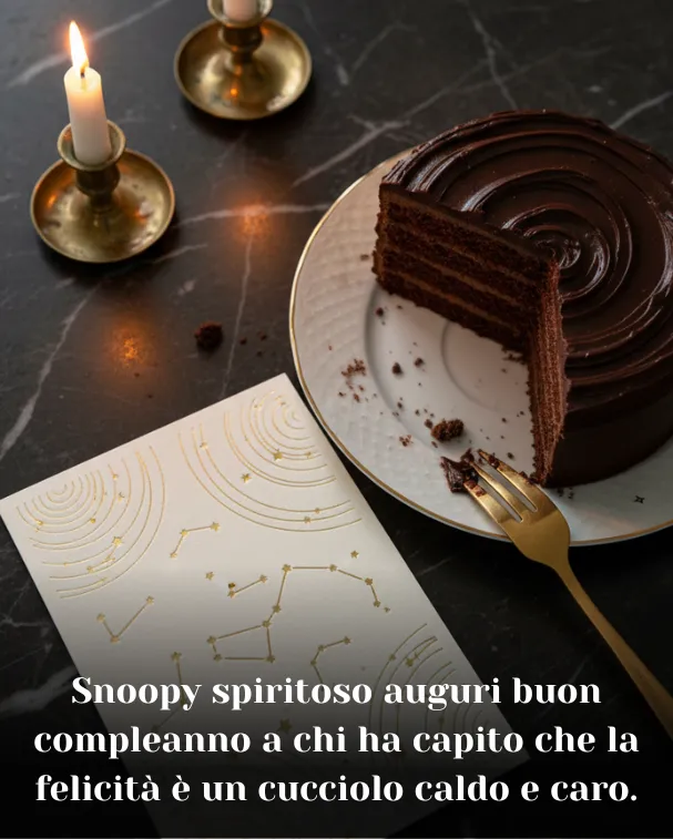 Snoopy spiritoso auguri buon compleanno a chi ha capito che la felicità è un cucciolo caldo e caro