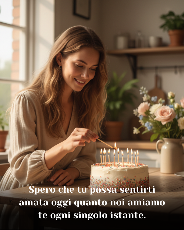 Spero che tu possa sentirti amata oggi quanto noi amiamo te ogni singolo istante