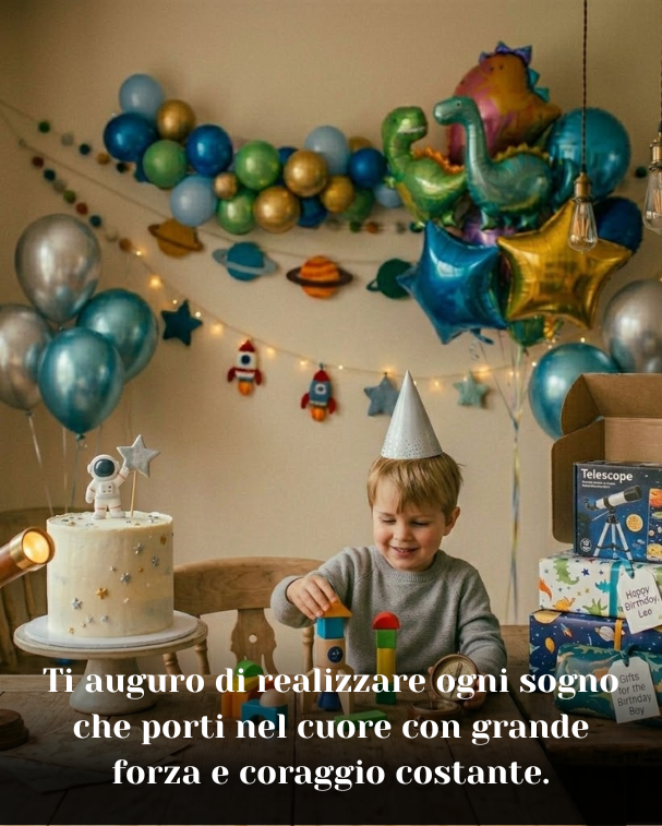 Ti auguro di realizzare ogni sogno che porti nel cuore con grande forza e coraggio costante