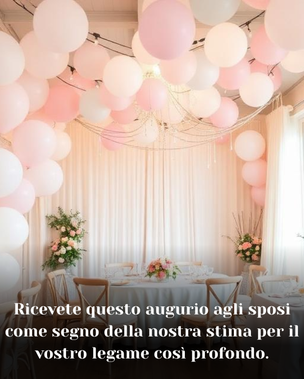 Ricevete questo augurio agli sposi come segno della nostra stima per il vostro legame così profondo.