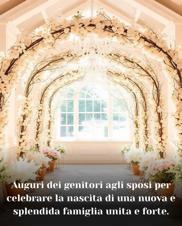 Auguri dei genitori agli sposi per celebrare la nascita di una nuova e splendida famiglia unita e forte