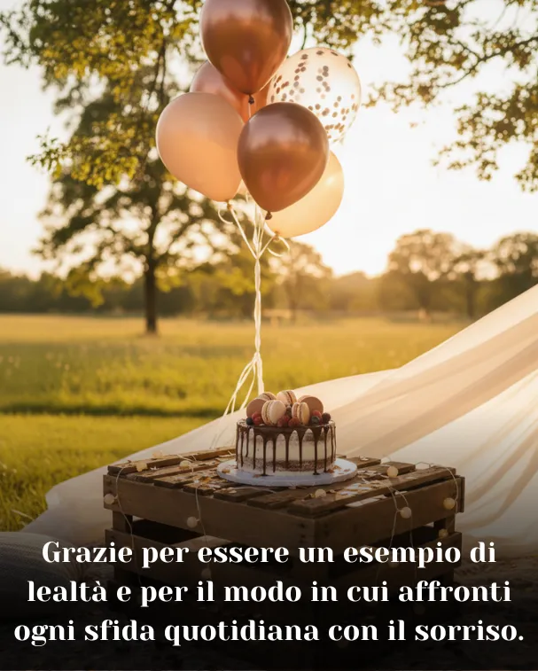 Grazie per essere un esempio di lealtà e per il modo in cui affronti ogni sfida quotidiana con il sorriso