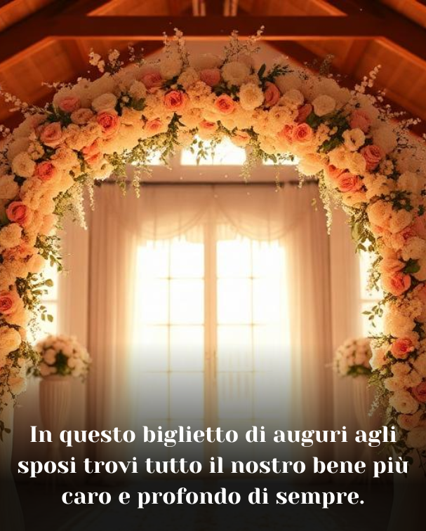 In questo biglietto di auguri agli sposi trovi tutto il nostro bene più caro e profondo di sempre