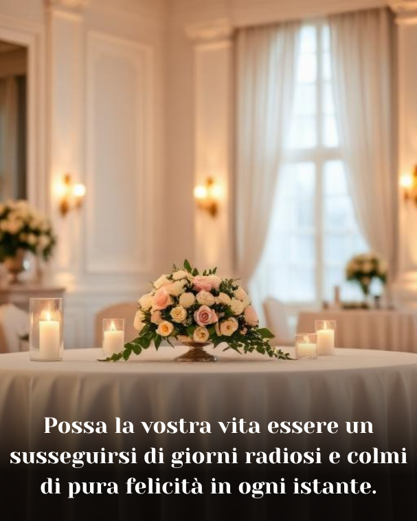 Possa la vostra vita essere un susseguirsi di giorni radiosi e colmi di pura felicità in ogni istante