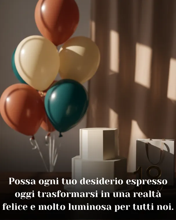 Possa ogni tuo desiderio espresso oggi trasformarsi in una realtà felice e molto luminosa per tutti noi