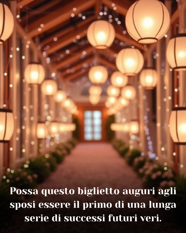Possa questo biglietto auguri agli sposi essere il primo di una lunga serie di successi futuri veri