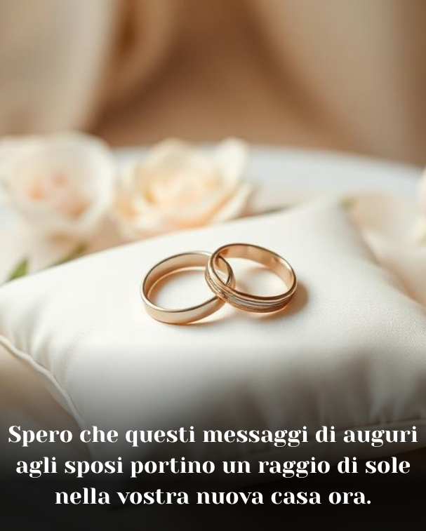 Spero che questi messaggi di auguri agli sposi portino un raggio di sole nella vostra nuova casa ora