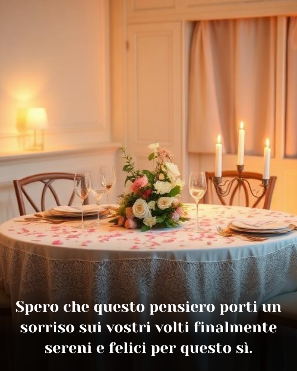 Spero che questo pensiero porti un sorriso sui vostri volti finalmente sereni e felici per questo sì