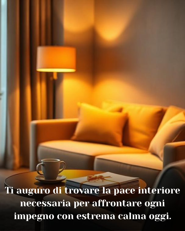 Ti auguro di trovare la pace interiore necessaria per affrontare ogni impegno con estrema calma oggi