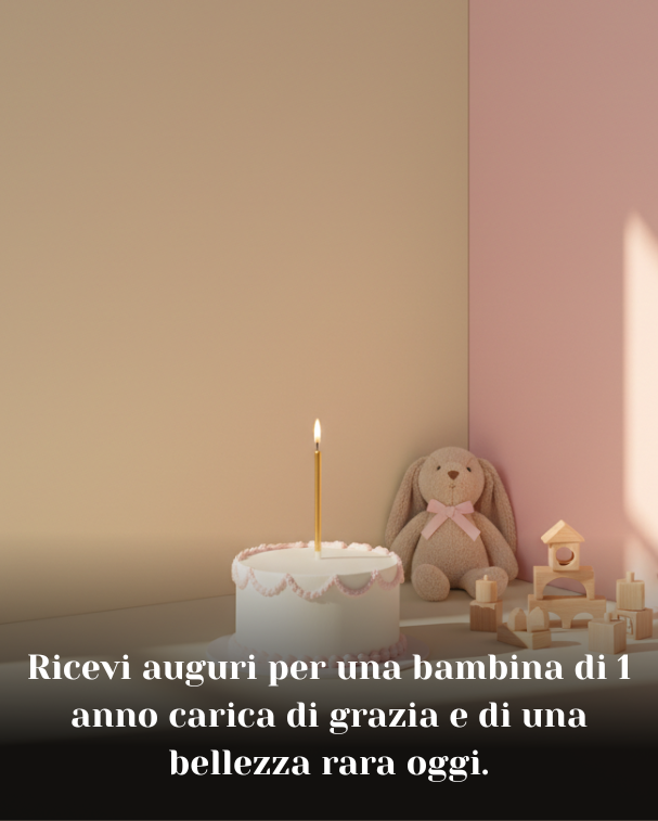 Ricevi auguri per una bambina di 1 anno carica di grazia e di una bellezza rara oggi.